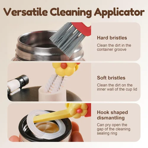 Vista 3 de Mejorado Cepillo de Limpieza de Tapa de Copa 3 en 1, Nuevo Cepillo Limpiador Multifuncional de Tapa 2025, Juego de Cepillo de Limpieza de Grietas