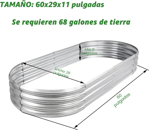 Vista 3 de Rakukiri Jardinera elevada con certificación GRS galvanizada para exteriores, maceta ovalada de metal resistente a la putrefacción de 5 pies, maceta