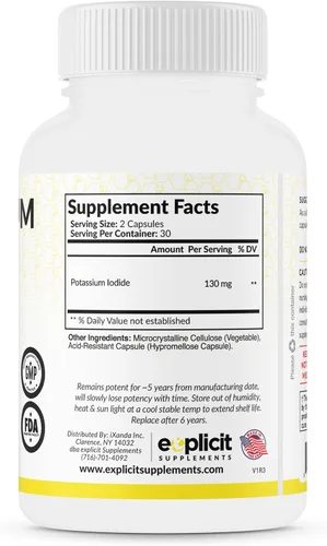 Vista 5 de Dosis de yoduro de potasio 130 mg - 30 porciones - Apoyo y defensa de la tiroides