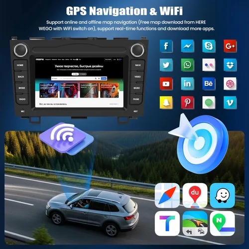 Vista 5 de 2G+64G Android 13 Radio de coche estéreo para Honda CRV 2007-2011 con CarPlay Android Auto, 7 pulgadas HD pantalla táctil GPS WiFi Bluetooth EQ