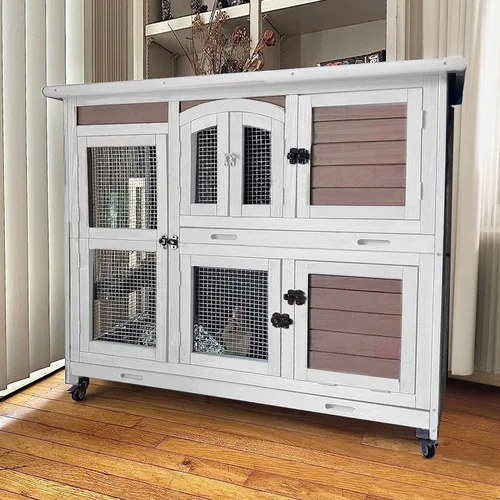 Vista 10 de GUTINNEEN Jaula para Mascotas de Conejo Correr Extensión Interior Pequeño Corral para Animales (Solo Corral)