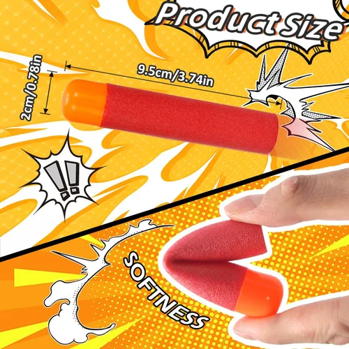 Vista 2 de EKIND Dardos de espuma de 3.7 in compatibles con Nerf Elite Mega Series 36-Dart Refill Pack (rojo)