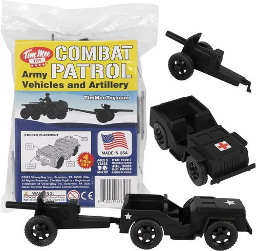 TimMee Combat Patrol Willys & Artillery - Juego negro de 4 piezas fabricado en Estados Unidos