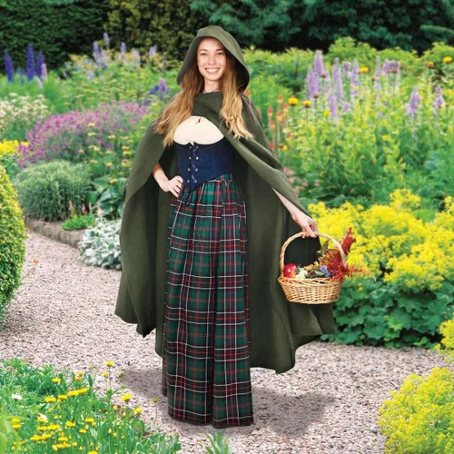 Vista 3 de Capa de bruja renacentista con capucha, disfraz medieval de hobbit para Halloween