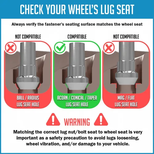 Vista 5 de Wheel Accessories Parts 4 cerraduras + llave de rosca de 1/2 a 20 roscas de extremo cerrado de 1.90 pulgadas de largo, llave hexagonal doble cromada