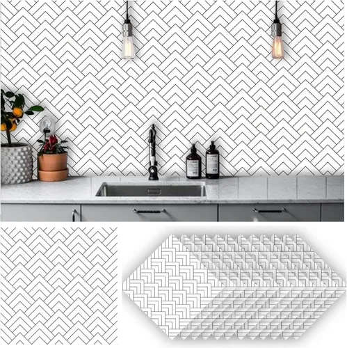 Vista 8 de Alwayspon 24 calcomanías mate para azulejos de pared, despegar y pegar, calcomanías de vinilo autoadhesivas para azulejos de cocina y baño, 6 x 6