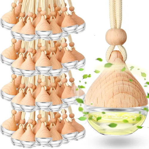 Vista 10 de Rtteri 100 botellas de difusor de aire colgantes para automóvil, botellas de vidrio vacías difusoras de perfume, frascos difusores de aceite