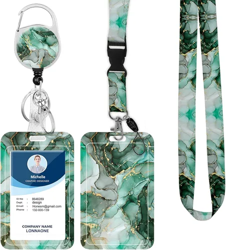 Vista 30 de Cordón con soporte para insignia, carrete retráctil con correa de cuello desmontable y soporte vertical para identificación para enfermeras