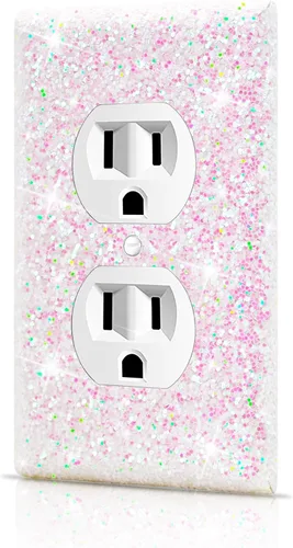 Vista 9 de Dengduoduo Placas de pared, cubierta decorativa para interruptor de luz, cubiertas decorativas de tomacorrientes, diamantes de imitación plateados