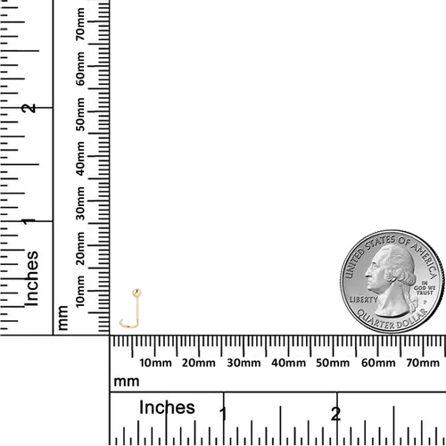 Vista 3 de AVORA 14K YellowWhite Gold 2mm Ball Nose Ring Body Jewelry (22 Gauge)