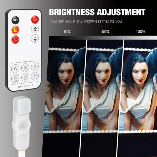 Vista 4 de ViLSOM Kit de Luces LED para Espejo de Tocador, 13 pies/4M 240 LEDs Luz de Espejo de Tocador de Maquillaje para Juego de Mesa de Tocador