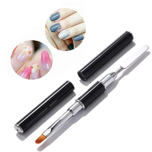 Vista 6 de Cepillo y recogedor de gel de uñas de polietileno, herramienta de cepillo de uñas de gel de acero inoxidable de doble extremo para cepillos