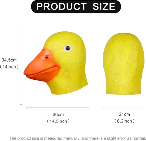 Vista 4 de Molezu Máscara de lujo para Halloween, máscara de cabeza de pato, máscara de látex, disfraz de pico de pato