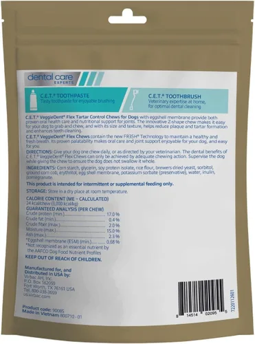 Vista 2 de Virbac C.E.T. VEGGIEDENT Flex - Masticables de Control de Sarro para Perros - Extra Pequeño