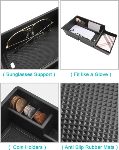 Vista 4 de CDEFG Bandeja organizadora de consola central para Chevy Blazer EV 2024 2025, compatible con Chevrolet Blazer EV RS LT 2024 2025, accesorios