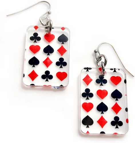 Jugador de cartas Pendientes ligeros Acrílico transparente con el 4 Juego de Cartas Corazones Palas Diamond Clubs Poker Casino