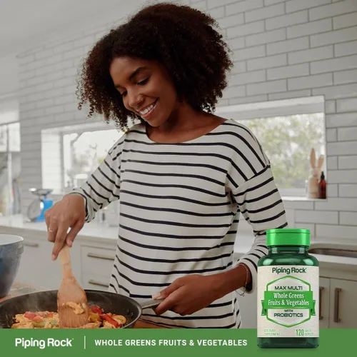 Vista 6 de Piping Rock Suplemento de frutas y verduras 120 cápsulas Mezcla de frutas y verduras con probióticos Max Multi Vitamina Sin OMG, sin gluten