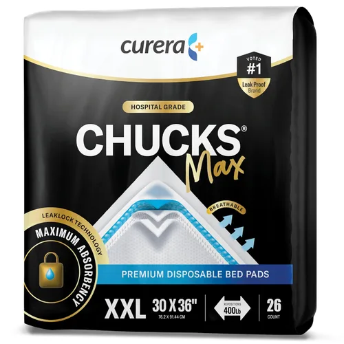 Chucks® MAX - Almohadillas desechables para cama de hospital para adultos de 30 x 36 pulgadas, almohadillas transpirables para incontinencia,