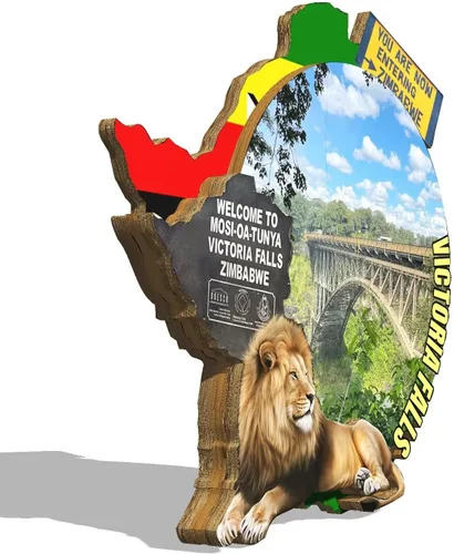 Vista 2 de Victoria Falls Zimbabwe - Imán para nevera de madera 3D, monumentos de viaje, coleccionables, recuerdos, decoración hecha a mano, 2