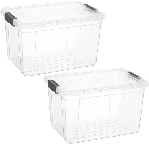 Vista 81 de Superio - Contenedores de almacenamiento de plástico transparente de 1.27 cuartos de galón con tapas, contenedores organizadores apilables, cajas