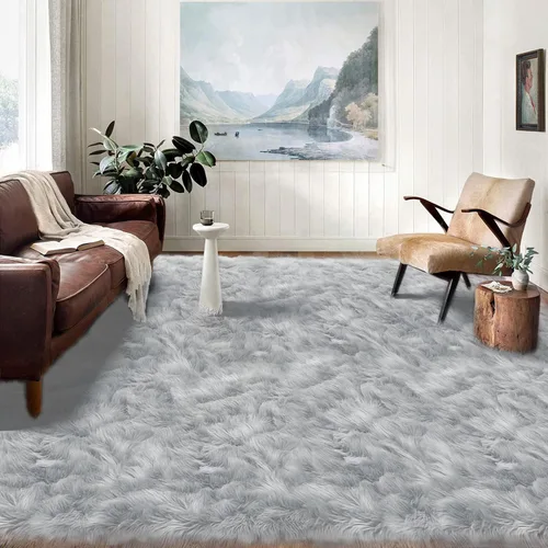 Vista 67 de Latepis - Alfombra rectangular de piel sintética tipo lana de oveja suave y esponjosa de estilo bohemio para sala de estar, dormitorio y residencias