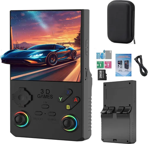 RegiisJoy V40 Pro - Consola de juegos portátil, 35000 juegos, pantalla IPS de 3.5 pulgadas, consola retro arcade, 256G 3800 mAh, mini consola de