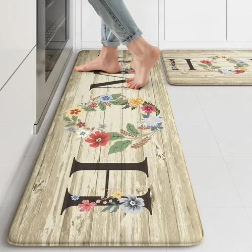 Vista 27 de KIMODE - Alfombra de cocina antifatiga para el piso, de 17.3 x 29 pulgadas, alfombra de cocina de estilo rústico, antideslizante, acolchada