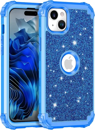 Vista 12 de LONTECT - Funda para iPhone 16e con protector de pantalla integrado, brillantina, transparente, a prueba de golpes, carcasa híbrida resistente