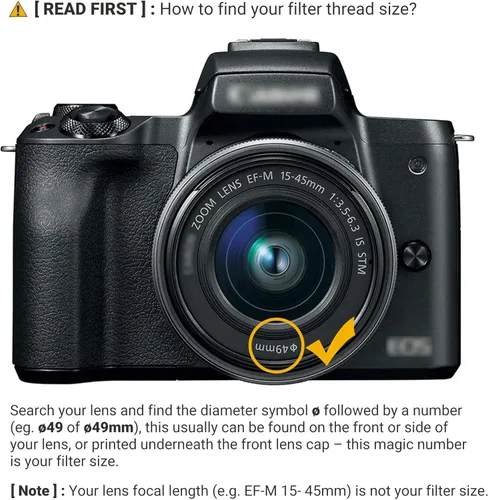 Vista 7 de PROfezzion Filtro ND variable de 1.929 in ND2-ND2000 Fader de densidad neutra variable para Canon EOS R10 R50 R100 M50 M5 M6 Mark II M200 con lente