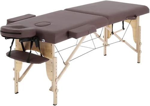 Vista 10 de Dkeli Mesa de masaje portátil, cama de spa plegable de 84 pulgadas de altura ajustable con 2 pliegues, cama de masaje con funda de transporte, piel