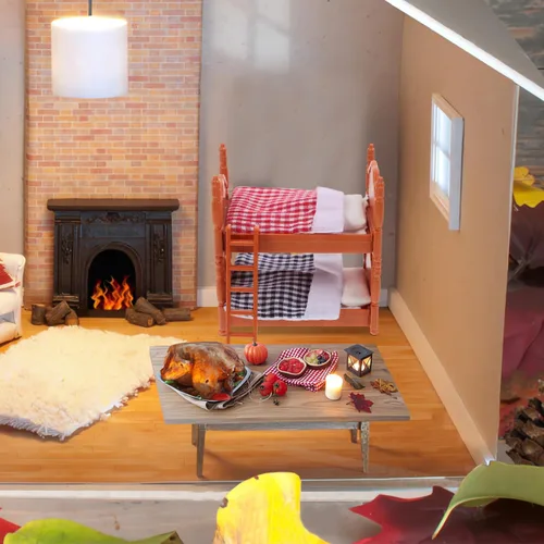 Vista 5 de Cama de casa de muñecas, muebles de casa de muñecas de 4 pulgadas, mini camas dobles, casa de muñecas, muebles en miniatura, litera para decoración