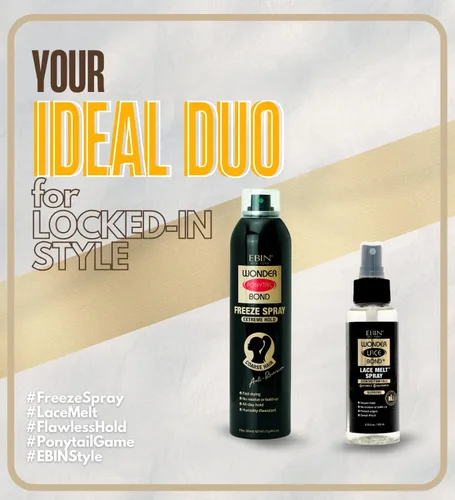 Vista 6 de EBIN NEW YORK Spray de fusión para pelucas de encaje – Paquete Wonder Lace Bond con Wonder Tail Bond Freezer Spray – Estilo de sujeción extrema