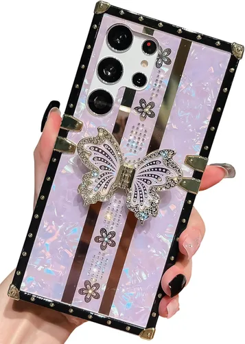 Vista 40 de Funda Rectangular de Lujo Femenina Compatible con iPhone 16 Pro Max Diseñada con Soporte de Anillo de Diamante con Función de Atril