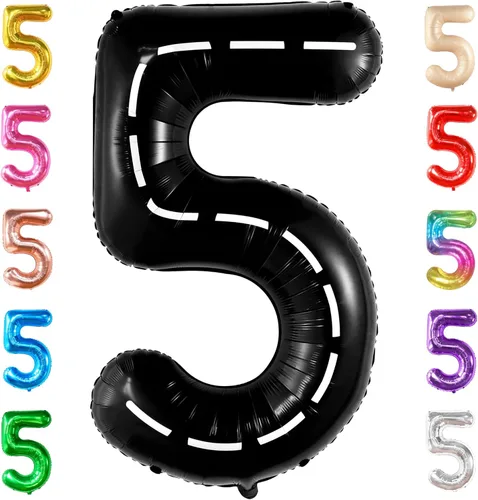 Vista 11 de KatchOn, Globo gigante de oro rosa con el número 5 de 40 pulgadas, globos de cinco globos de oro rosa con el número 5, decoraciones de cumpleaños 5