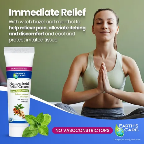 Vista 4 de Earth's Care Crema para hemorroides - Tratamiento para el alivio de hemorroides 1 OZ. (0.99 oz.)