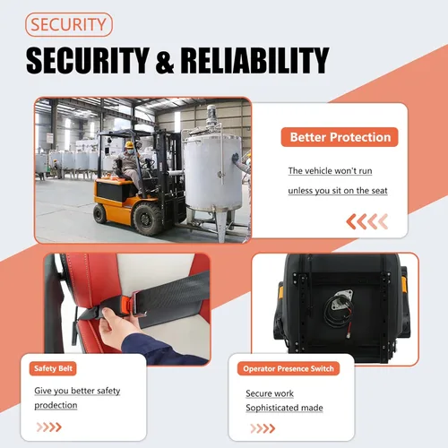 Vista 6 de Asiento Universal de Tractor, Asiento de Carretilla Elevadora con Cinturón de Seguridad y Respaldo Ajustable, Reposacabezas, Reposabrazos