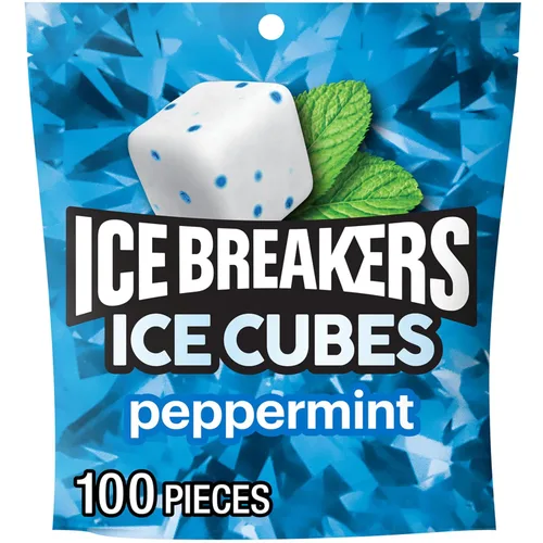 ICE BREAKERS Ice Cubes - Goma de mascar de menta sin azúcar, 8.11 onzas (100 piezas)