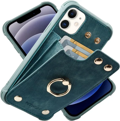 Vista 35 de Funda tipo cartera compatible con iPhone XR/10R con tarjetero de crédito, funda protectora de cuero a prueba de golpes compatible con anillo
