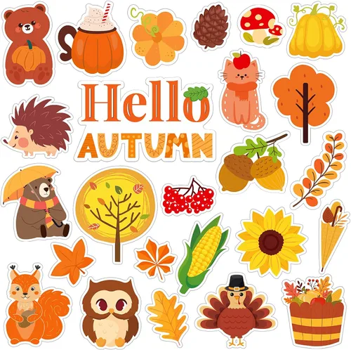 MARFOREVER 50 PCS Calcomanías de Gel para Ventanas de Otoño, Cosecha de Otoño Calabazas Hoja de Arce Piñas Calcomanías de Gel Gruesas para Ventanas