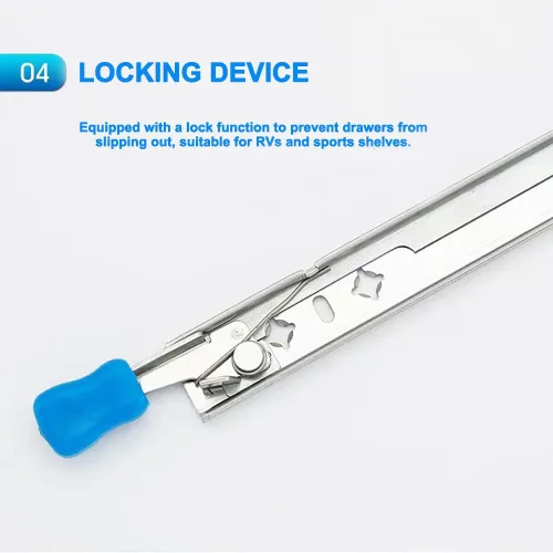 Vista 5 de Hitess 1 par de guías de cajón resistentes de 22 pulgadas con bloqueo de capacidad de carga de 250 libras, rieles de cajón de rodamiento de bolas