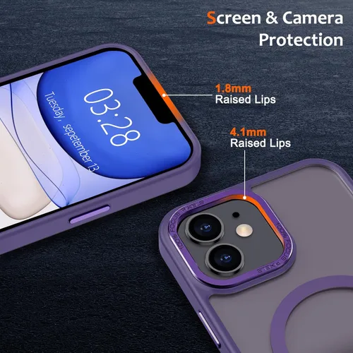 Vista 1260 de Anuck - Funda magnética para iPhone 11 compatible con MagSafe, carcasa trasera mate translúcida dura, borde de TPU, delgada, resistente a impactos