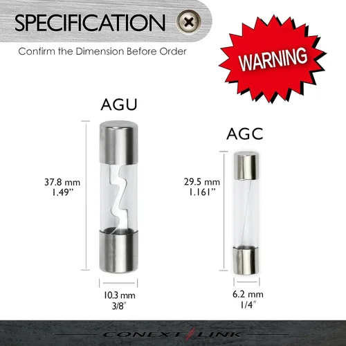 Vista 2 de Conext Link Fusible AGU5-10 Níquel 5 Amp AGU Paquete de 10