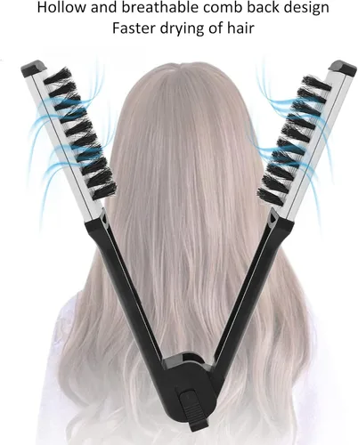 Vista 2 de Yoidesu Cepillo para alisar el cabello, peine para alisar el cabello portátil para mujer, abrazadera de doble cara, cepillo para el cabello