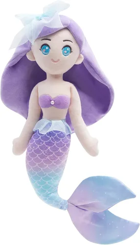 Vista 6 de Athoinsu Peluche de sirena azul, suave y linda muñeca de princesa de sirena, juguete de peluche, cumpleaños, día de San Valentín, decoración