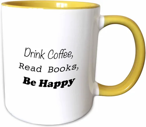 3dRose ToryAnne Collections Expressions - Bebe café, lee libros, sé feliz - Tazas (mug_163965_13)