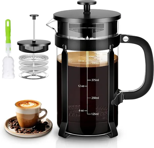 Vista 8 de YMMIND - Cafetera de prensa francesa de 34 onzas, cafetera de espresso de 5 tazas, cafetera de cobre para café frío con resistencia al calor