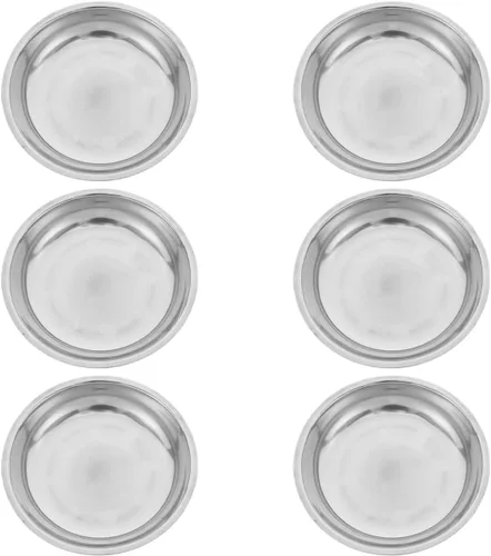 Vista 9 de Yardwe Bandeja redonda de acero inoxidable para barbacoa de 6.2 pulgadas, plato de metal para acampar al aire libre, picnic, servir alimentos