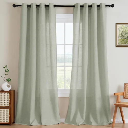Vista 9 de H.VERSAILTEX - Elegantes cortinas de lino natural mezclado, eficientes energéticamente, con filtro de luz, textura de lino, paneles para ventana