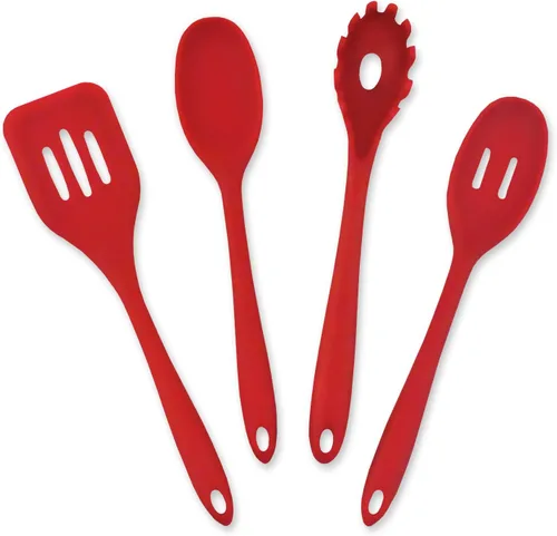 Vista 10 de DII Kitchen Millennium - Juego de 4 piezas resistentes al calor, sin costuras, antiadherentes, apto para lavavajillas, sin BPA, de silicona, DII Rojo