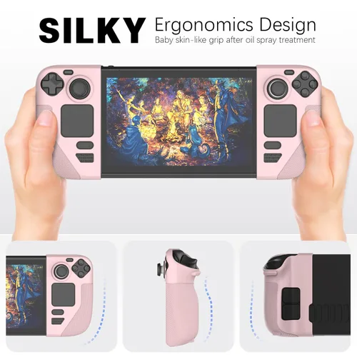Vista 4 de Silicone Protective Shell Cover Skin Compatible With Steam Deck, Non-Slip Texture Handle Case for Steam Deck, Anti-Collision Cover with 4 Thumb
